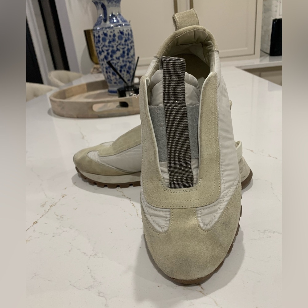 Brunello Cucinelli Monili Laceless Suede Sneakers Size 40